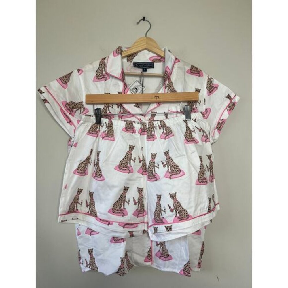 NWT Toss Animal Print Button-Down Pajama Set Short Sleepwear Pink Size: Large